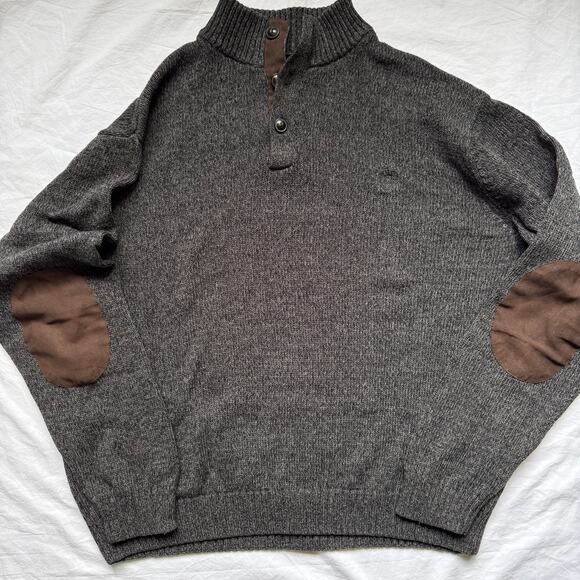 Chaps charcoal grey sweater w/ elbow patches, EUC size xl - Picture 2 of 6